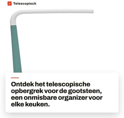 Dailygoods- Opbergrek Telescopisch - Gootsteenorganizer Verstelbaar - Grote Capaciteit - PP Materiaal - 32-45 cm Lengte - 6 cm Breedte - 27 cm Hoogte