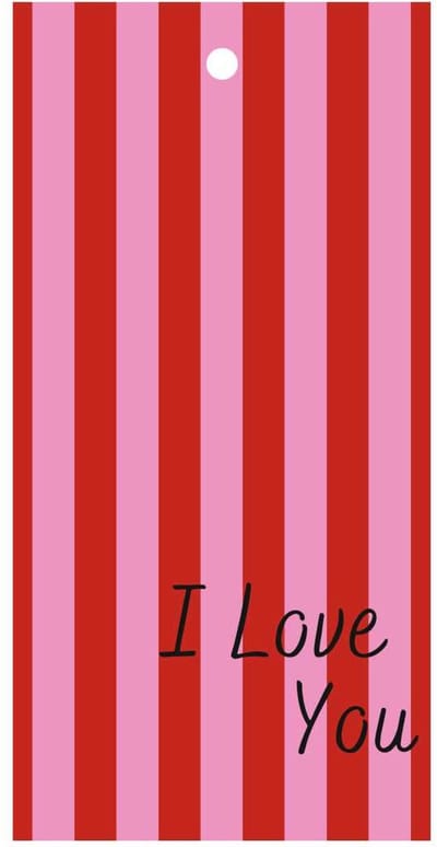 Cadeaukaartjes “I Love You” Strepen – 20 Stuks – Met Gaatje – Cadeaulabels voor Verjaardagscadeaus & Bloemen