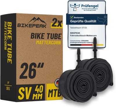 BikePeak 2x binnenband Mattercorn MTB 26 inch SV Frans / Presta ventiel-40mm 40/62-559 - 2-pack fietsbinnenband voor mountainbike of gravel fiets