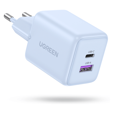UGREEN 30W GaN snellader 1C1A blauw, compatibel met iPhone 17/16/15, Pixel 9, Galaxy S24/S23, Tab A8/S8, enz.