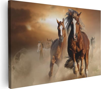 Artaza Canvas Schilderij Paard - 30x20 cm - Klein - Wanddecoratie Woonkamer - Muurdecoratie Dieren - Kamer Accessoires