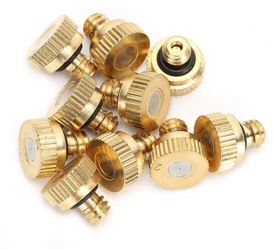 Dailygoods- Spray Nozzle 10 Stuks - Duurzaam Messing - Waterbesparend - Koelsysteem - O-Vormige Sealing Ring - 0.2mm Gatdiameter - Atomizer