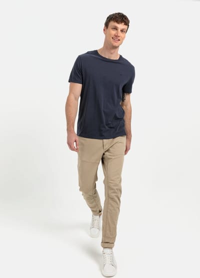 camel active Basic T-shirt van duurzame organic cotton - Maat menswear-M - Donkerblauw