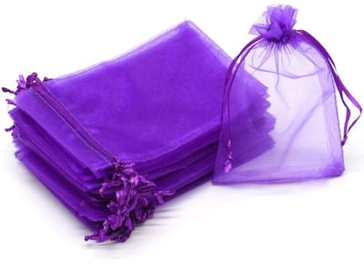 Fako Bijoux - 100 Organza Zakjes - 13x18 cm - Feestzakjes - Snoepzakjes - Cadeauzakjes - Uitdeelzakjes - Sieradenzakjes - Donkerpaars - 100 Stuks