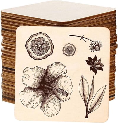 Set van 30 Vierkante Houten Schalen - 10 cm Diameter, 2.5 mm Dikte, Perfect voor DIY Knutselprojecten, Decoratie en Kunstwerken