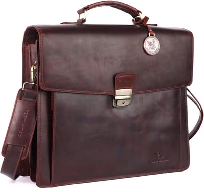 DE LAMASSU® (Axel) Leren Aktetas 17 Inch – Trolleyband – Luxe Business Laptoptas Unisex – Geschenkverpakking