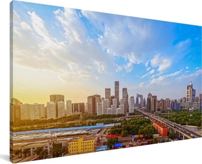 Canvas Schilderij Zonsopkomst in Beijing - 60x40 cm - Wanddecoratie