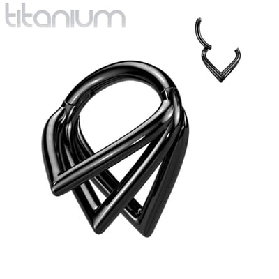 Piercing titanium triple chevron Hoops 1.2x10 - zwart - LMPiercings