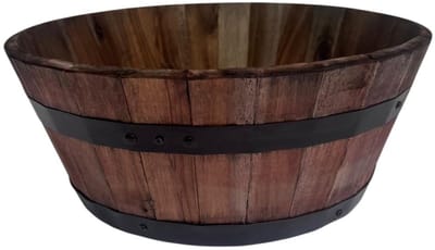 Lage Plantenbak van Bruin Acaciahout – 40x16 cm – FSC-gecertificeerd – Middelgrote Houten Kuip voor Binnen en Buiten