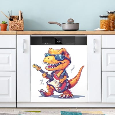 Vaatwasser Magneet - Keuken Decoratie - Keuken Opfrissen - Universele Pasvorm - 23x26 Inch - Dinosaurus Zanger