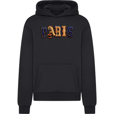 Mister Tee - Paris Wording Patch Style Fluffy Hoodie/trui - S - Zwart