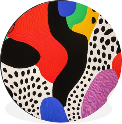 WallCircle - Wandcirkel - Muurcirkel - Abstract - Vormen - Kleuren - Stippen - Aluminium - Dibond - 30x30 cm - Binnen en Buiten