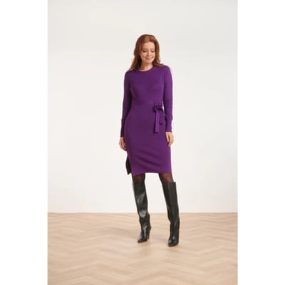 Smashed Lemon 24622 paarse gebreide jurk met ronde hals |
