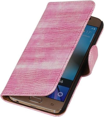 Roze Mini Slang Booktype Samsung Galaxy S7 Plus Wallet Cover Hoesje