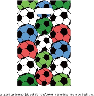 10x Uitdeelzakjes Voetbal 16.5 x 25 cm - Cellofaan Plastic Traktatie Kado Zakjes - Snoepzakjes - Koekzakjes - Koekje - Cookie Bags - Soccer - Football - Smile - Voet Bal