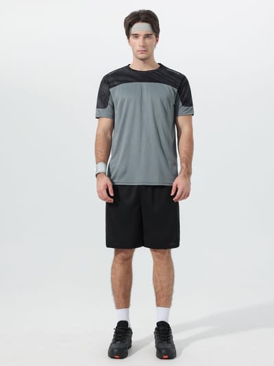 YOUTHUP Heren Tweekleurige Sportset - Rond Hals T-shirt met Korte Broek - S