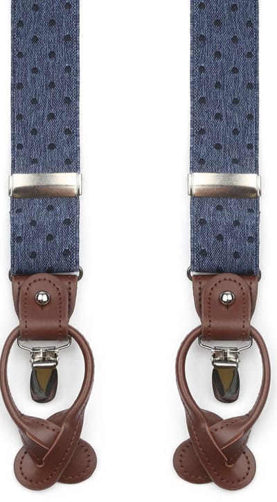 Suitable Luxe Bretels Denim Stippen - Pattern: Lussen met knoopsgat en klemsluiting - met Brede Stevige Clips - Heren / Unisex - Volwassenen - Luxe cadeauverpakking