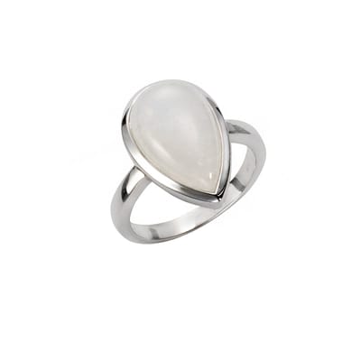 Jamelli Ring Silber 925 rhodiniert mit echtem Rainbow Mondstein 17x10,5mm