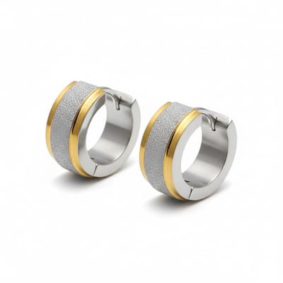 Rvs sieraden - Oorringen - Bicolor design - Uniek sandblasted effect