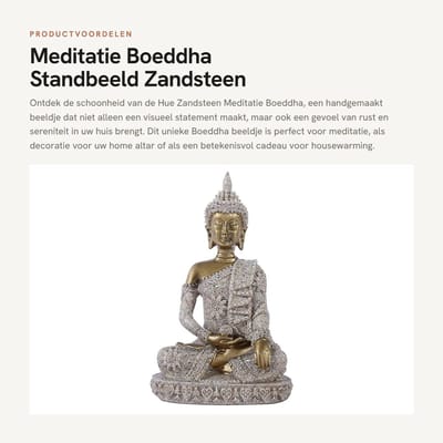 Dailygoods- Boeddha Beeldje Meditatie - Zandsteen - Hand Gesneden - Decoratief Element - Religieuze Sculptuur - Inspirerende Energie - Boeddha Standbeeld