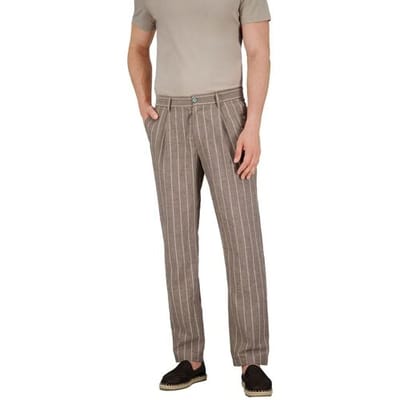 Gardeur Broek Noto Lightweight Summerly Touch Linnen Stripe Licht Bruin / male