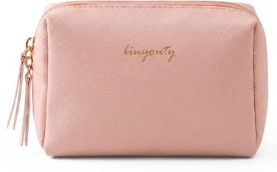 Ainy Chique Make Up Tasje roze - compacte organizer 18x13x7cm voor cosmetica en skincare - waterbestendig met verguld ritssluiting - toilettas dames voor make-up kwasten & sieraden | Beautycase voor tafel bureau of onderweg | cadeau voor vrouwen