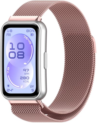 Strap-it Luxe Milanase band geschikt voor Huawei Band 11 / Huawei Band 11 Pro (Roze)