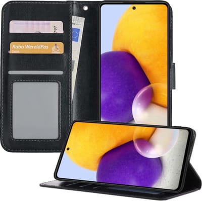 Hoesje - Geschikt voor Samsung Galaxy A72 5G - Luxe Bookcase - Walletcase Hoes - Portemonnee - Cover - Telefoonhoes - Zwart