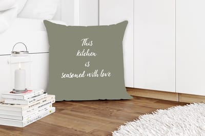 Sierkussens - Kussentjes Woonkamer - 50x50 cm - Liefde - Quotes - Spreuken - This kitchen is seasoned with love