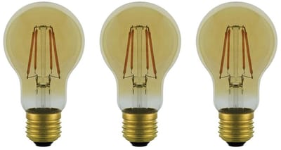 VITO LED Filament Lamp A60 E27 - 6W (vervangt 60W) - 840lm - 2500K Extra - 220-240V - Energiezuinig - 3 stuks
