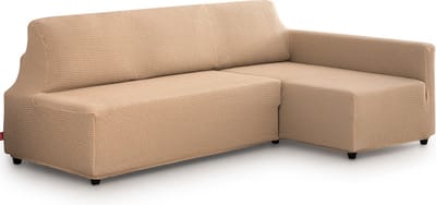 Belmarti® Bankhoes Bali Chaise Longue Rechts 195-220cm breed - Beige - geschikt voor banken zonder armleuningen - multi-elastische kwaliteit met uitzonderlijk aanpassingsvermogen