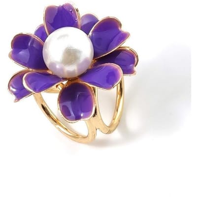 Corsage Zijden Sjaal Gesp Drie Ringen Parel Bloemen Sjaal Gesp Broche Dubbel Gebruik Eenvoudige Sjaal Gesp Sieraden paars