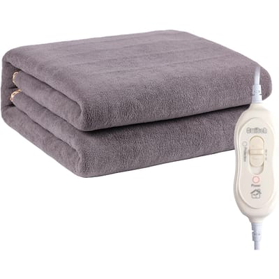 Couverture chauffante électrique, coussin chauffant en flanelle, chauffage rapide, matelas confortable pour l'hiver 180*130cm & 2 Temperature Levels gris