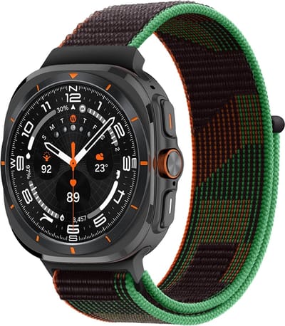 By Qubix - Compatible Samsung bandje - Nylon loop bandje - Groen - Geschikt voor Samsung Galaxy Watch Ultra / Ultra 2 - 47mm