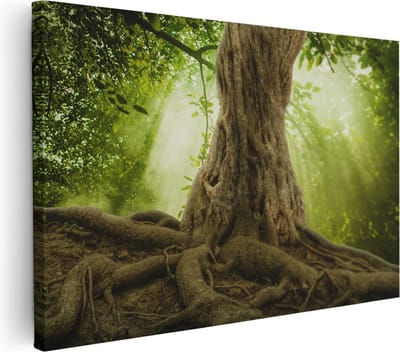 Artaza Canvas Schilderij Boom - 30x20 cm - Klein - Wanddecoratie Levensboom - Muurdecoratie Woonkamer - Kamer Accessoires Natuur