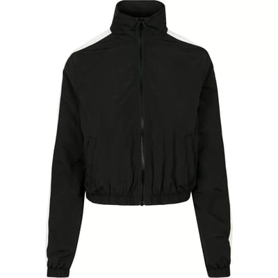 Urban Classics - Short Striped Crinkle Trainings jacket - XS - Zwart/Wit