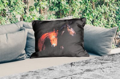 Buitenkussens - Paarden - Dieren - Portret - Bruin - 60x40 cm - Weerbestendig