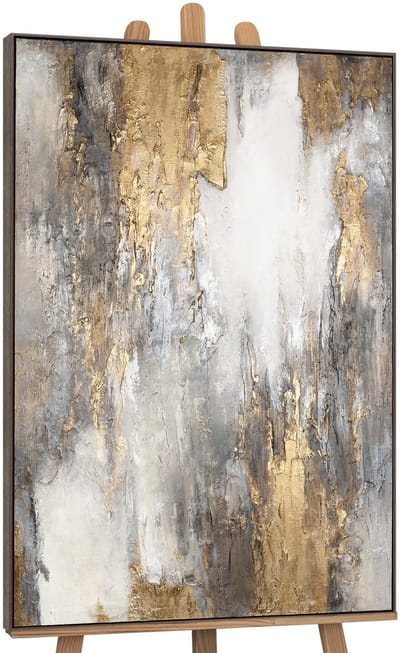 Canvas schilderij groot handgeschilderd zachte tijdstroom abstract meditatief – YS-Art Gallery – Rustgevende wanddecoratie voor woonkamer – Modern schilderij voor slaapkamer