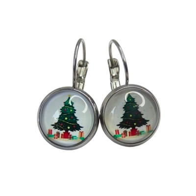 2 Love it Kerstboom Cadeau - Oorbellen - Stainless steel - Lengte 2,5 cm - Doorsnee 12 mm