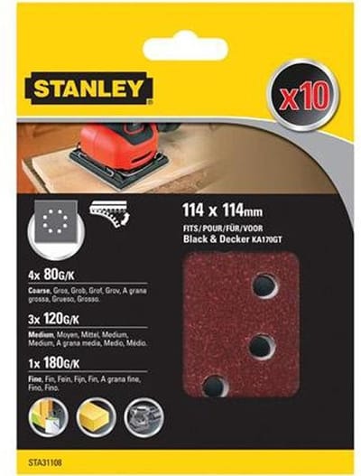Stanley Schuurstroken Vlakschuurmachine Sta31108-xj 114x114mm Assorti 10 Stuks
