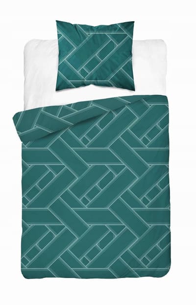 Home Satin Dekbedovertrek 140x200cm Turkoois Geometrisch Katoen Satin