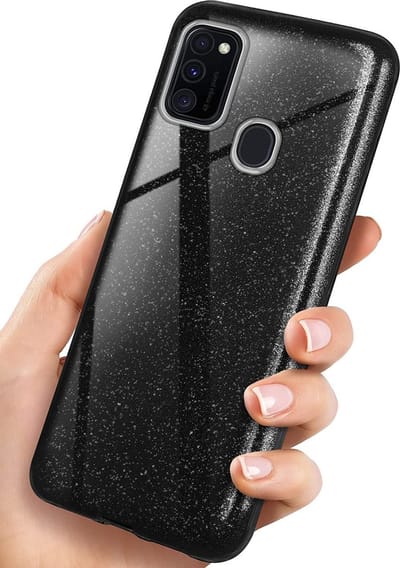 HB Hoesje Geschikt voor Samsung Galaxy A20S - Zwart - Glitter Back Cover