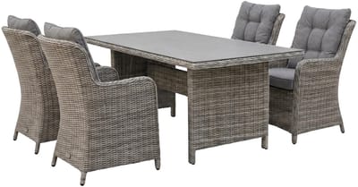 5-delige tuinset | 4 Dublin tuinstoelen (AG) | 145cm tuintafel (keramiek)