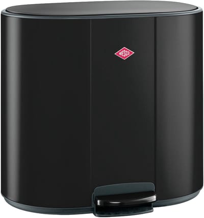 WESCO Multicollector 2 Prullenbak Afvalscheiding (2x25 Liter) | 50 Liter | Metaal - Matzwart | Duo Pedaalemmer met Soft Close en Geurfilter