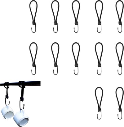 12 Stuks Rubber Tensioners voor Tent, Tension Kabel, Elastische Touw voor Zeilen, Banners en Tuingebruik
