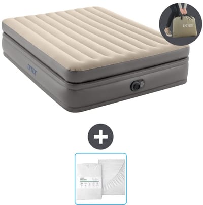 Intex Luchtbed - 2-Persoons - 152 x 203 x 51 cm - Grijs - Inclusief pomp en Hoeslaken