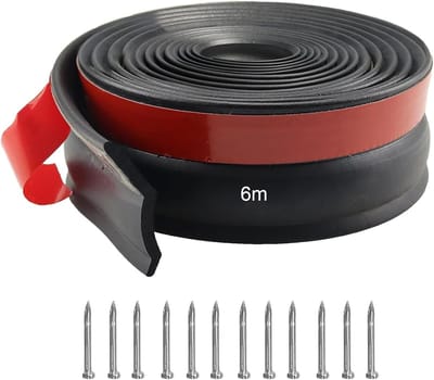 Famanu – Universele garagedeur afdichting 6m - multifunctionele garagedeur rubberen afdichtstrip - garagebodem afdichting garage tochtstopper met spijkers