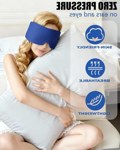 Zijden slaapmasker in donkerblauw, verstelbaar oogmasker voor optimale rust, perfect voor reizen en dutjes