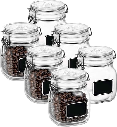 Bormioli Rocco Voorraad/weckpot - 6x - glas - transparant - krijtplaatje - 13,6 x 10,6 cm - 750 ml