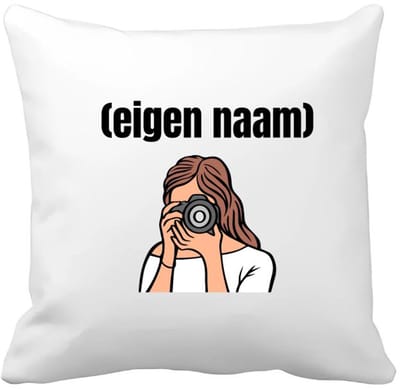 Akyol - fotograaf vrouw met eigen naam Kussen hoes - Fotograaf - fotografen - leuk cadeau voor iemand die houd van foto's maken - cadeau - kado - 40 bij 40 cm